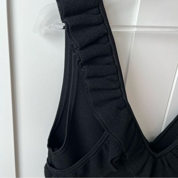 Ronny Kobo Sora Double Knit Ruffle Sleeveless Mini Dress in Black size large - Picture 12 of 15